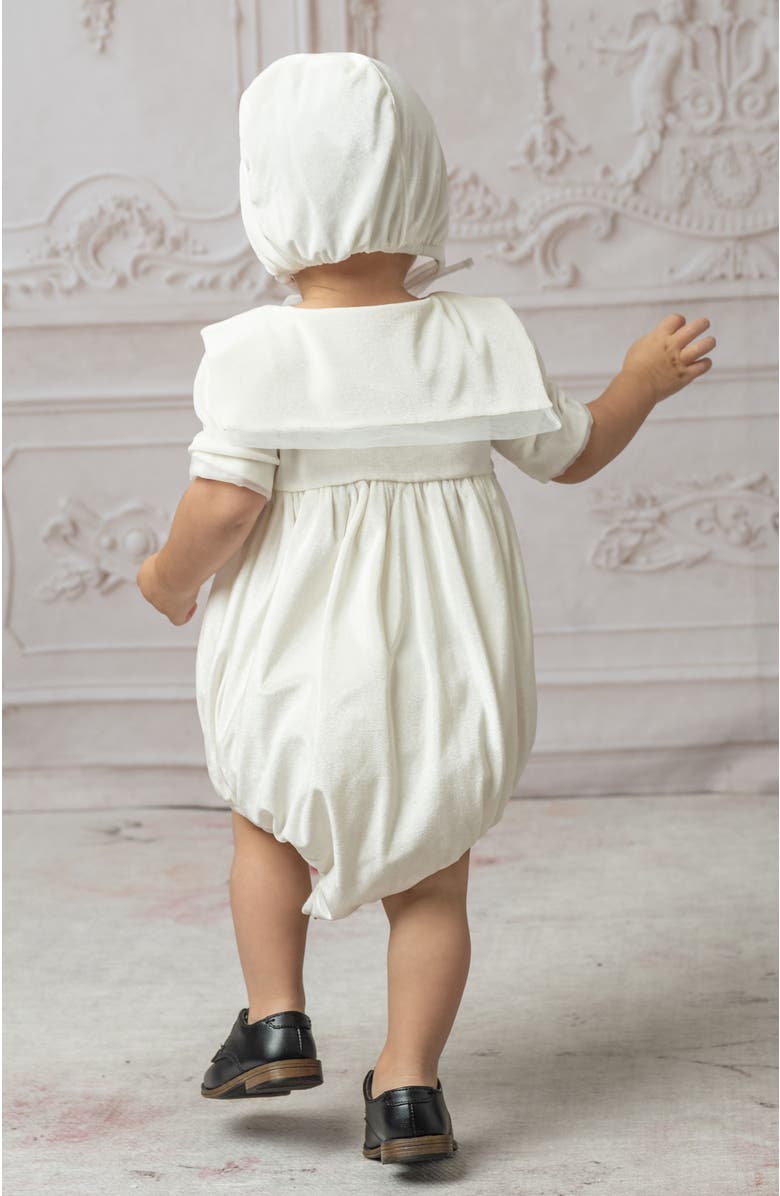 Petite Maison Kids Helenus Velour Ivory Romper, Alternate, color, Ivory
