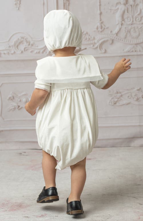 Petite Maison Kids Helenus Velour Ivory Romper In Ivory
