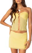 EDIKTED Cyrene Semisheer Crop Open Front Strapless Top