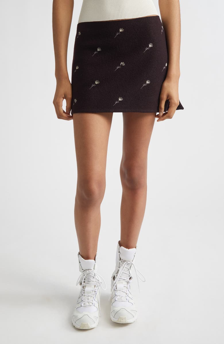 RIER Walker Floral Embroidered Wool Miniskirt, Main, color, 