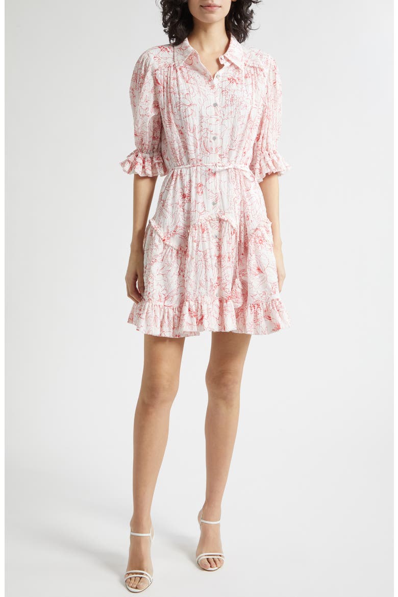 Gwendoline Garden Doodle Shirtdress, Main, color, WHITE/ GOJI BERRY