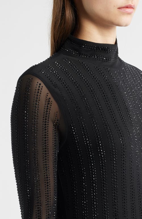 Elie Tahari The Martine Sequin Long Sleeve Midi Dress In Black