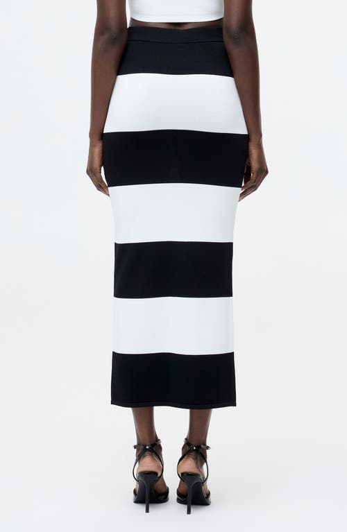 French Connection Stripe Knit Skirt In Black