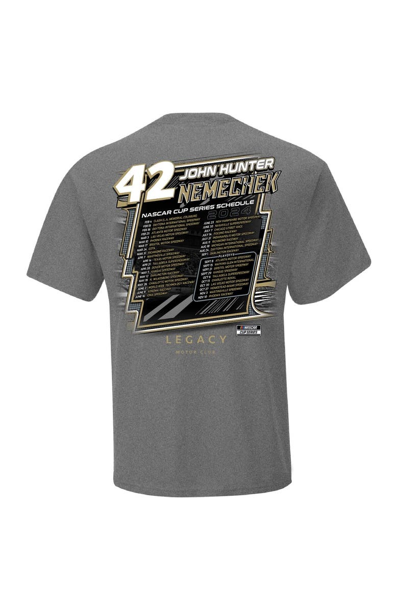 CHECKERED FLAG Men's Checkered Flag Sports Heather Charcoal John Hunter Nemechek 2024 NASCAR Cup Series Schedule T-Shirt, Alternate, color,