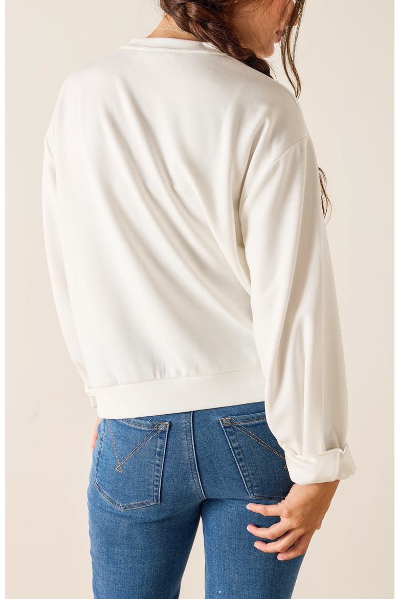 Simone Bow Crewneck Sweatshirt, Alternate, color, White