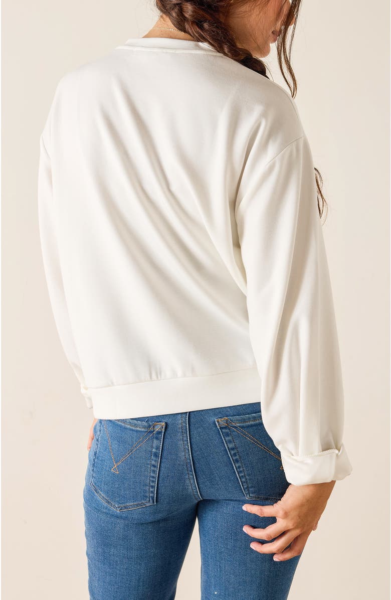 Voyageur by MERSEA Simone Bow Crewneck Sweatshirt, Alternate, color, White