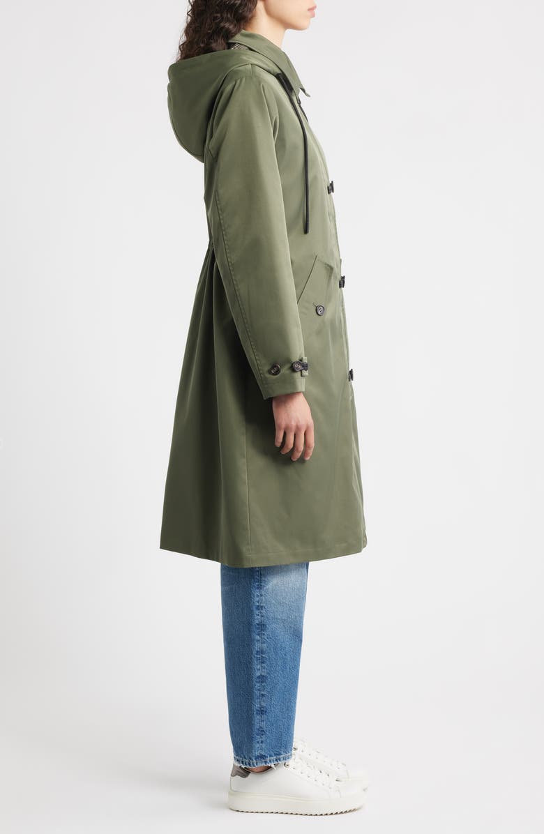 Bernardo Longline Hooded Raincoat, Alternate, color, Olive