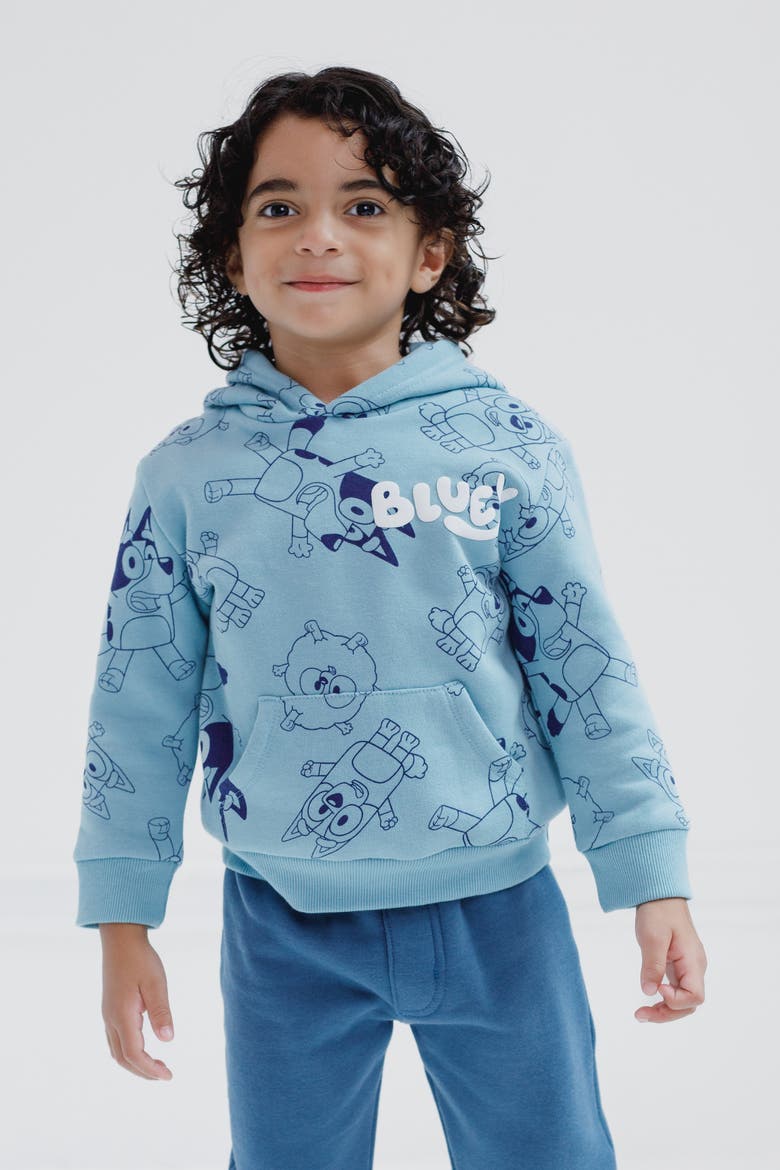 Fleece 2-Piece Hoodie and Pants Set, Alternate, color, Bluey AOP Blue