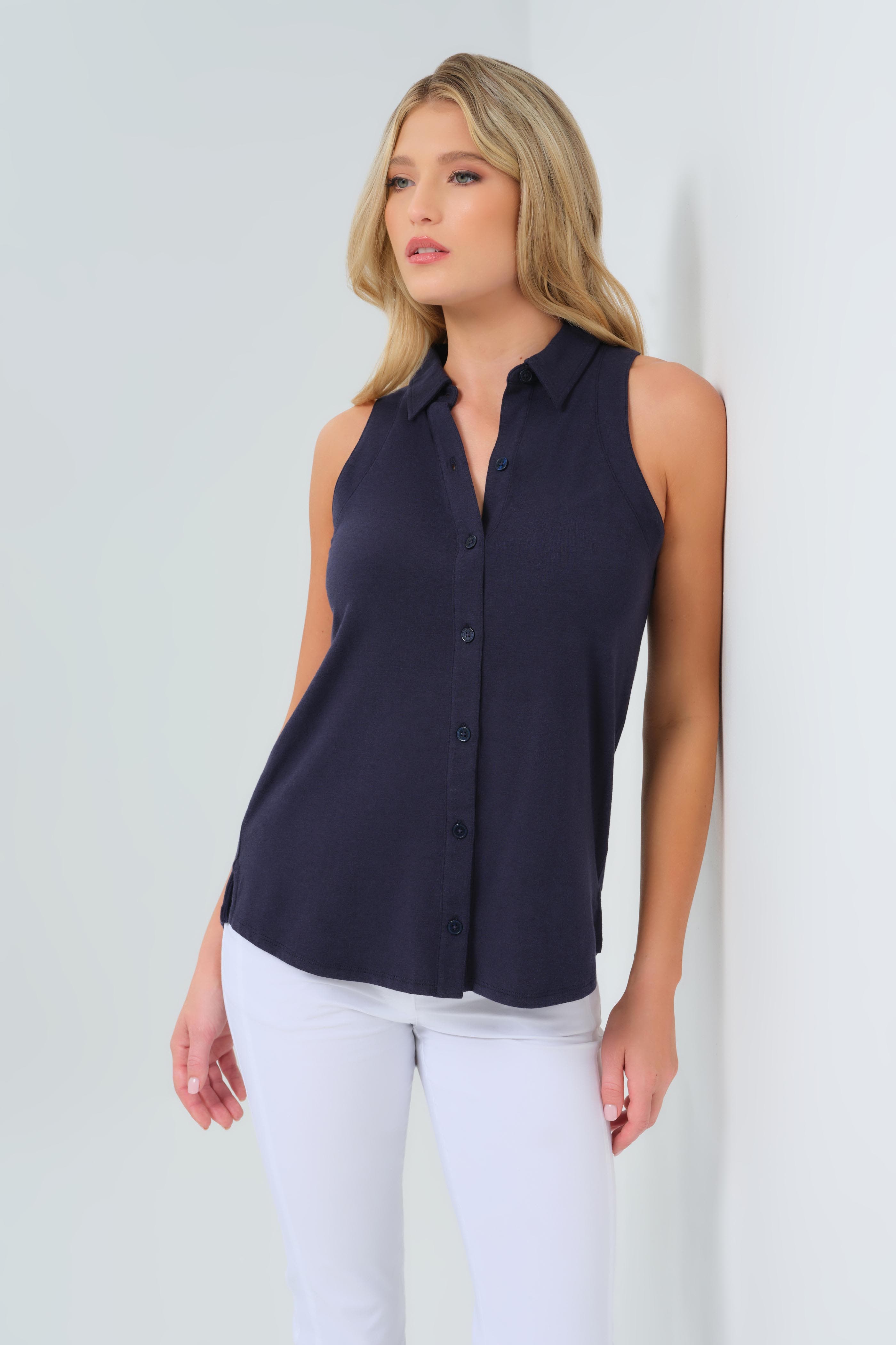 Elise Sleeveless Button Up Top - image 4