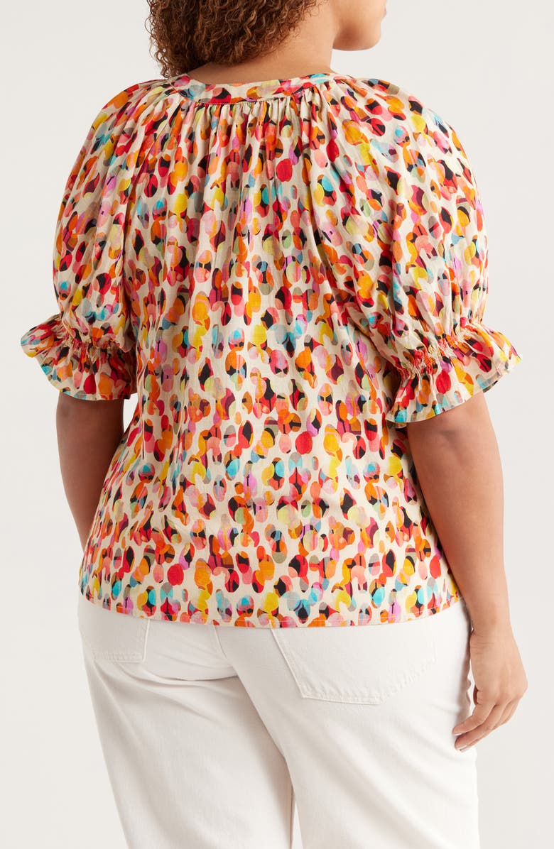 Liverpool Los Angeles Dot Print Ruffle Sleeve Popover Top, Alternate, color, 