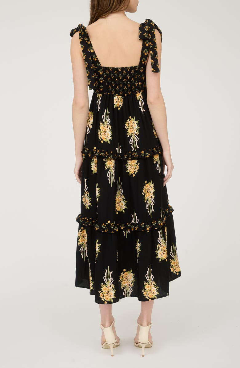 AUGUST SKY Floral Bow Strap Maxi Dress, Alternate, color, Black Multi
