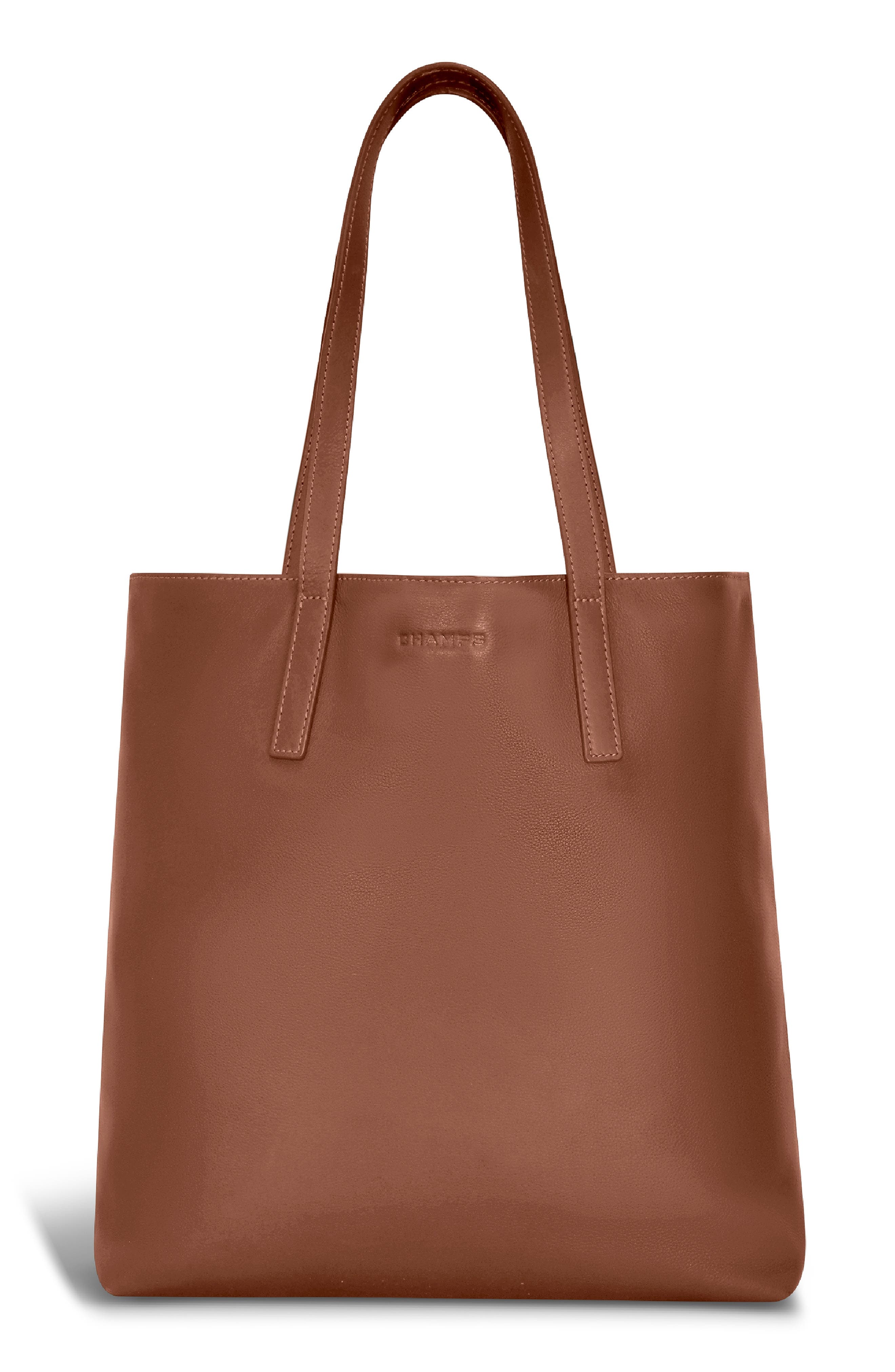 Onyx Leather Vertical Tote, Main, color, BROWN