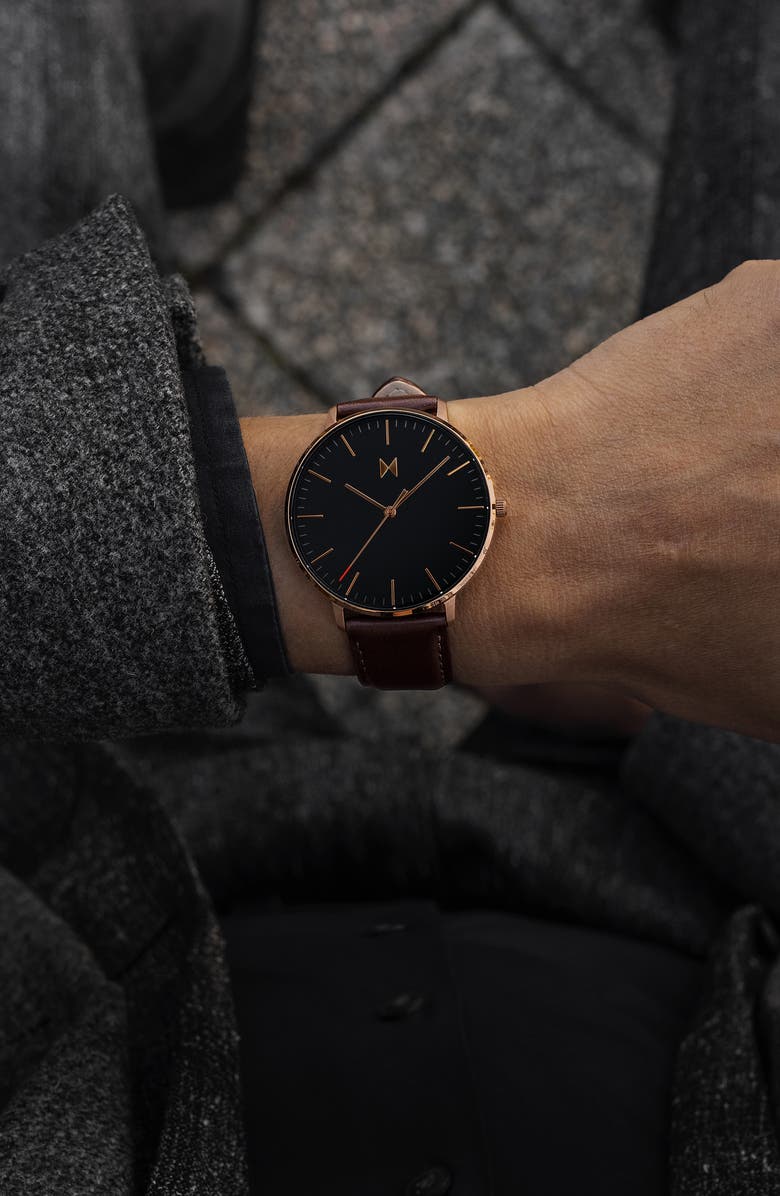 MVMT Legacy Slim Leather Strap Watch, 42mm, Alternate, color,