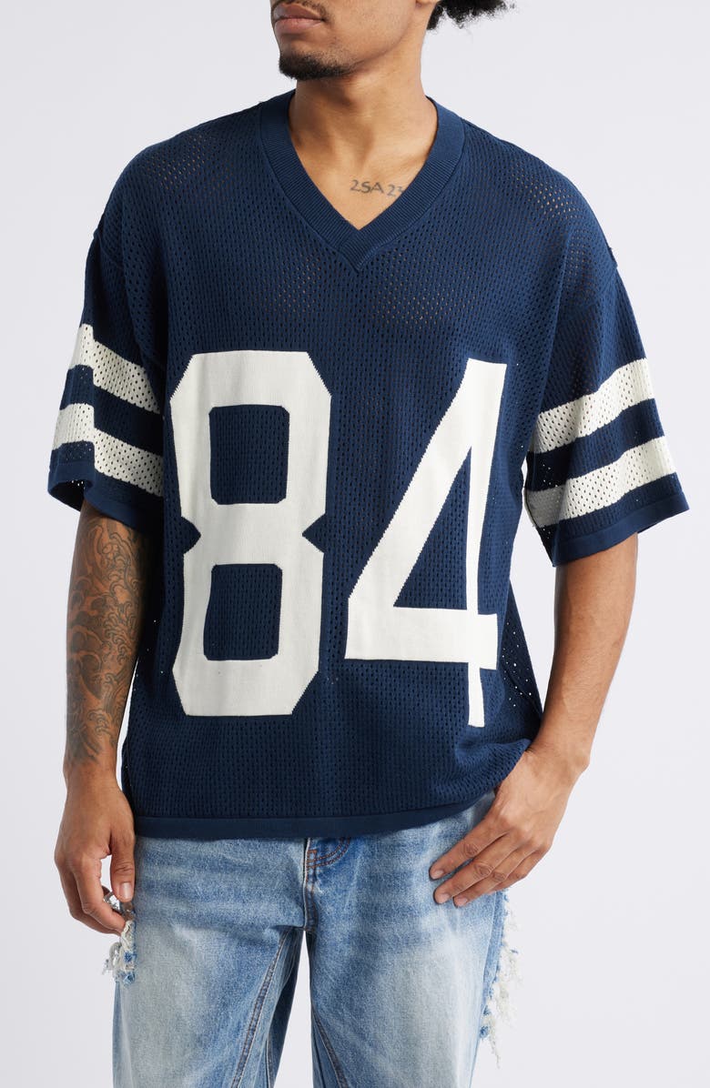 DIET STARTS MONDAY '84 Appliqué Mesh Cotton Graphic Jersey, Main, color, 