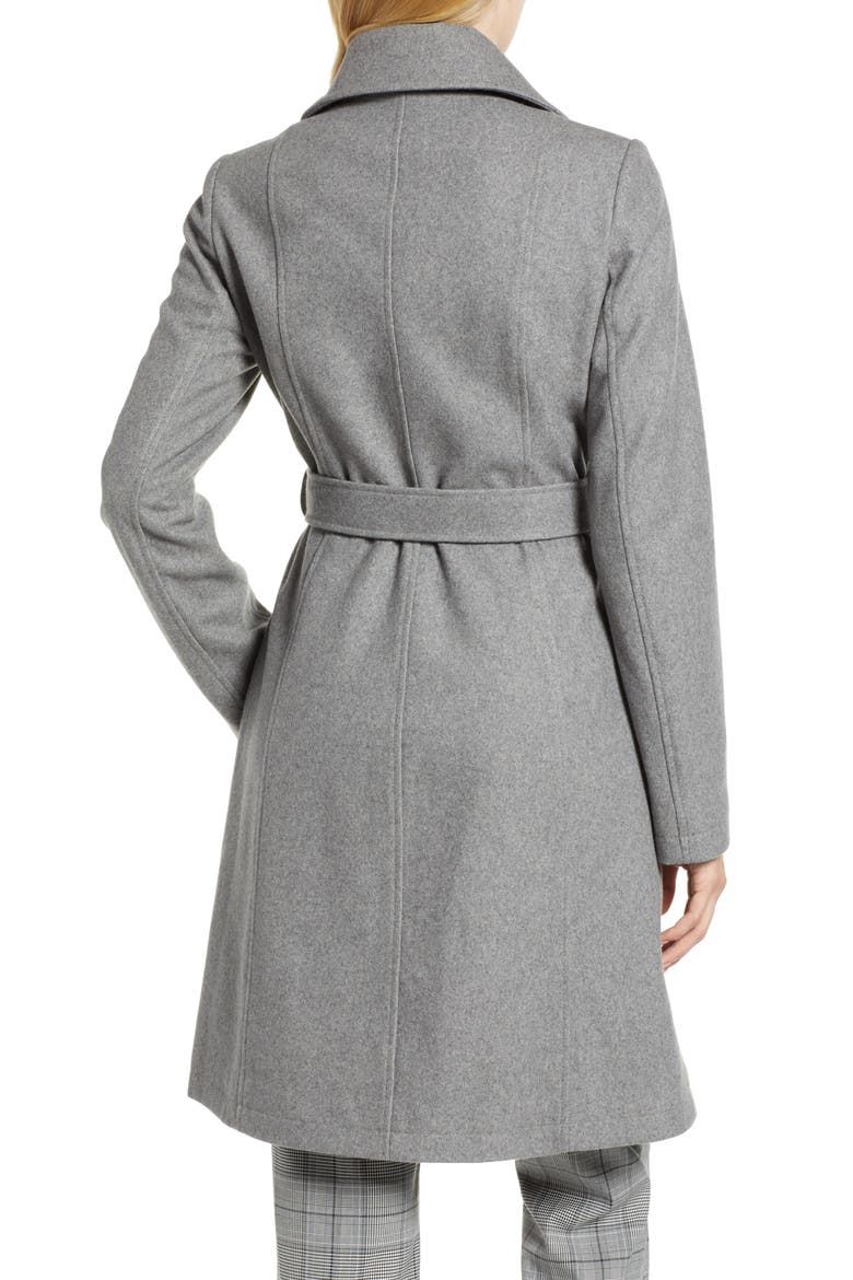 Belted Wool Blend Coat, Alternate, color, GREY