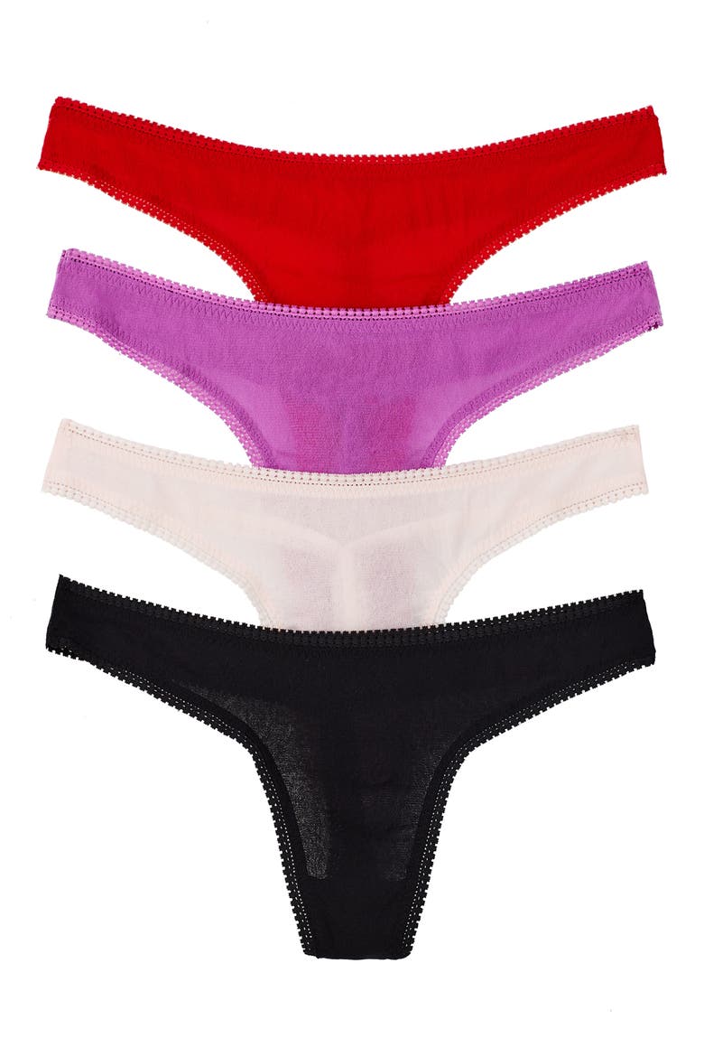 4-Pack Hip-G Mesh Thongs, Main, color, BLACKS MAUVE PURPLE