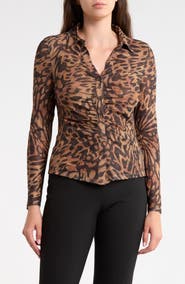 DR2 by Daniel Rainn Ruched Front Mesh Top