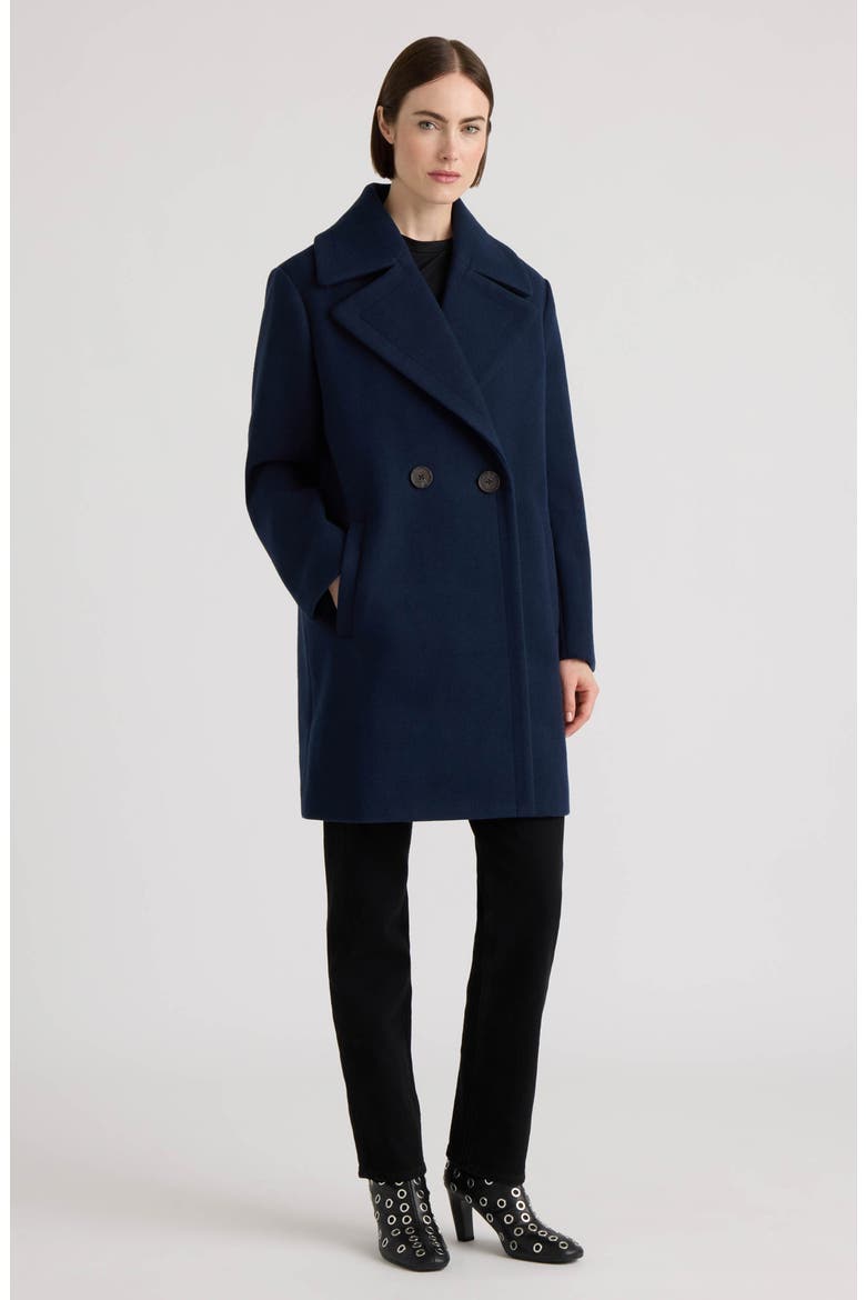 Double Breasted Faux Wool Oversize Coat, Alternate, color, NAVY BLAZER