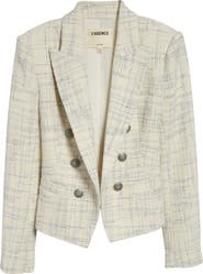 L'AGENCE Brooke Double Breasted Tweed Blazer
