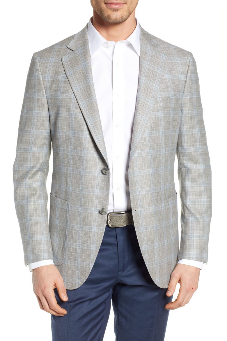 Hyperlight Classic Fit Plaid Sport Coat, Main, color, NATURAL