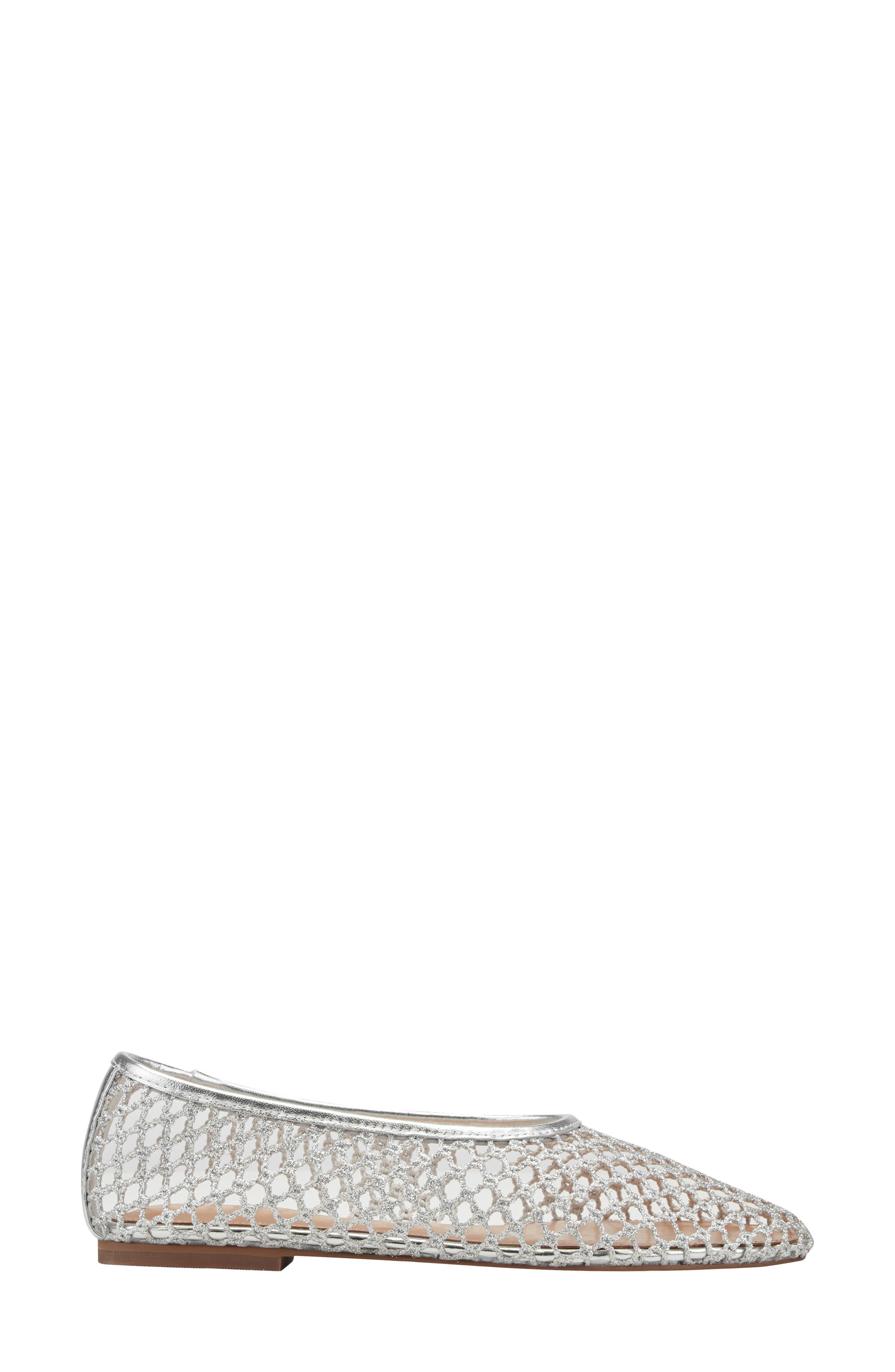 Jazlyn Pointed Toe Flat, Alternate, color, SILVER