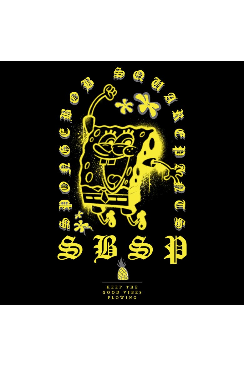 Men's SpongeBob SquarePants Keep the Good Vibes Flowing Graphic T-Shirt, Alternate, color, Black