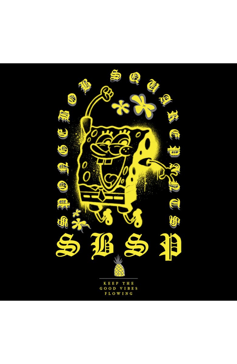 SpongeBob SquarePants Men's SpongeBob SquarePants Keep the Good Vibes Flowing Graphic T-Shirt, Alternate, color, Black
