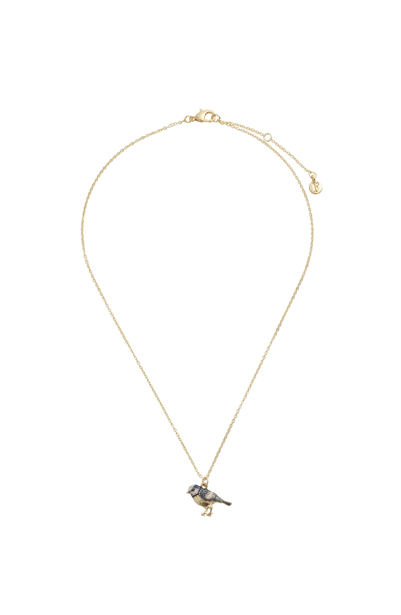 Fable England Enamel Blue Tit Short Necklace, Alternate, color, Multi & Gold