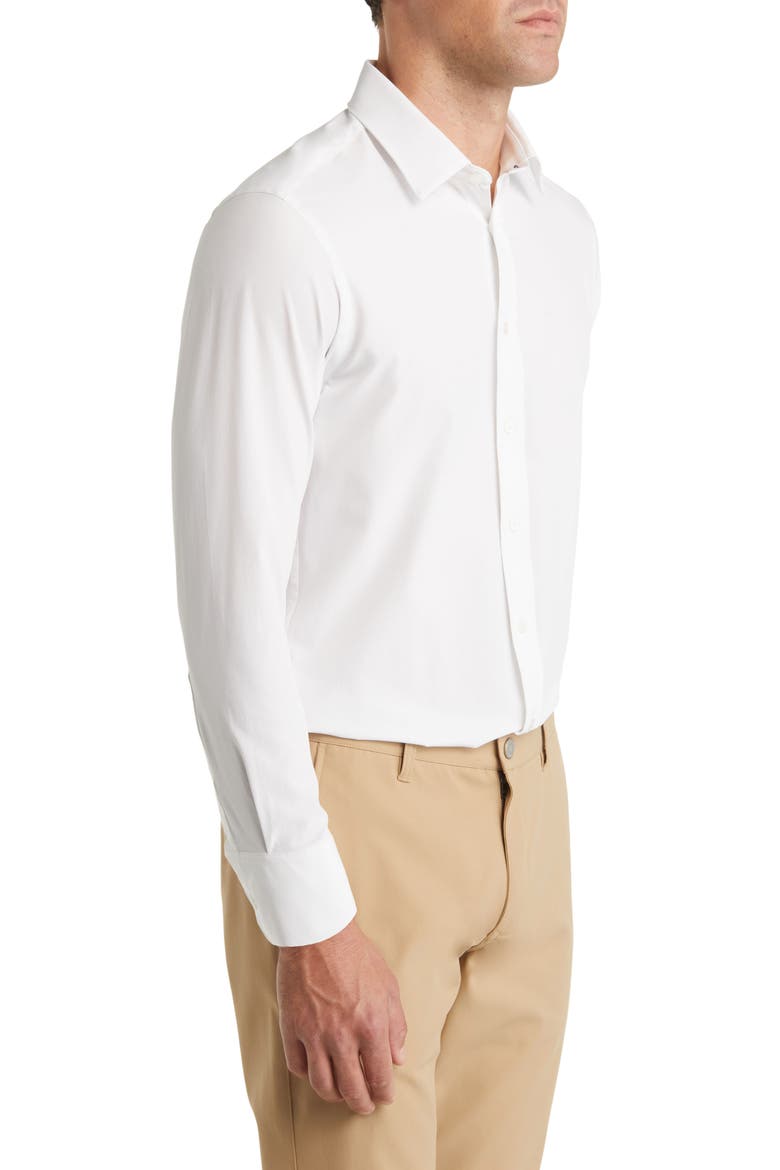 Leeward Solid Stretch Performance Button-Up Shirt, Alternate, color, WHITE SOLID