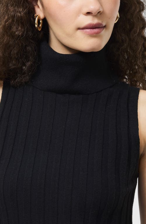 French Connection Rib Turtleneck Sleeveless Sweater In Black