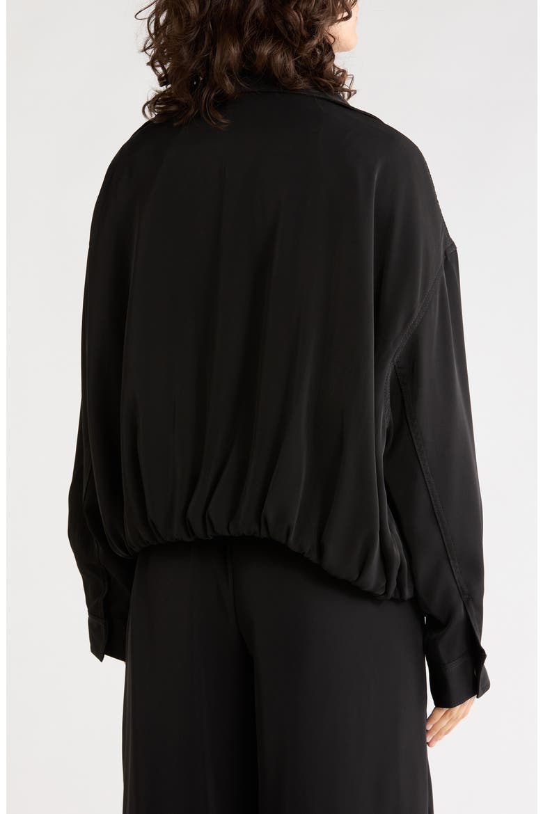 Bubble Hem Bomber Jacket, Alternate, color, BLACK