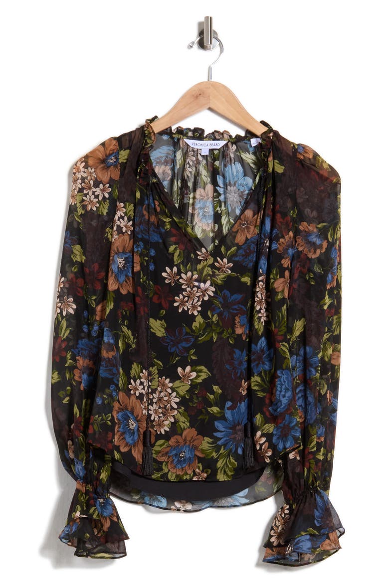 Maxime Silk Top, Alternate, color, BLACK MULTI