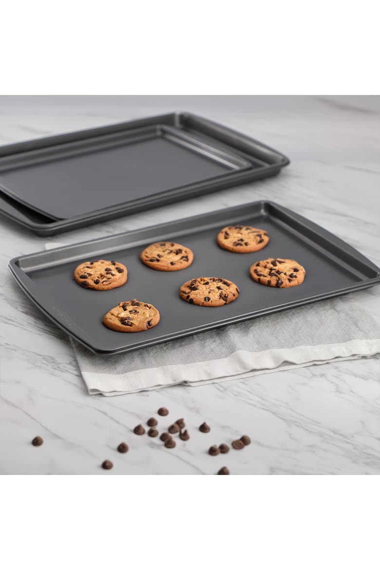 Love To Bake Nonstick Steel Jelly Roll 3 Piece Baking Sheet Set, Alternate, color, Grey