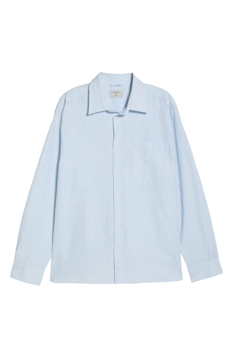 Percival Boxy Long Sleeve Cotton Blend Button-Up Shirt, Main, color, Blue