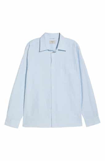 Boxy Long Sleeve Cotton Blend Button-Up Shirt