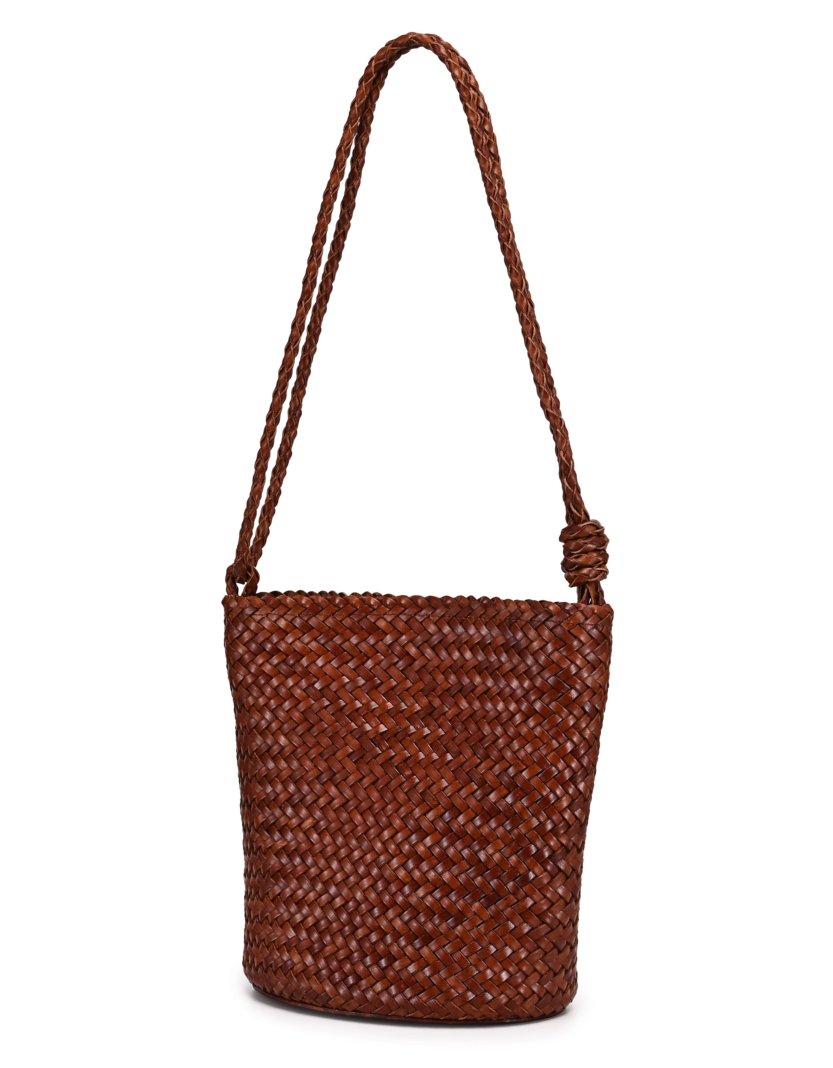 Reed Genuine Leather Woven Barrel Crossbody Bag, Alternate, color, Brown