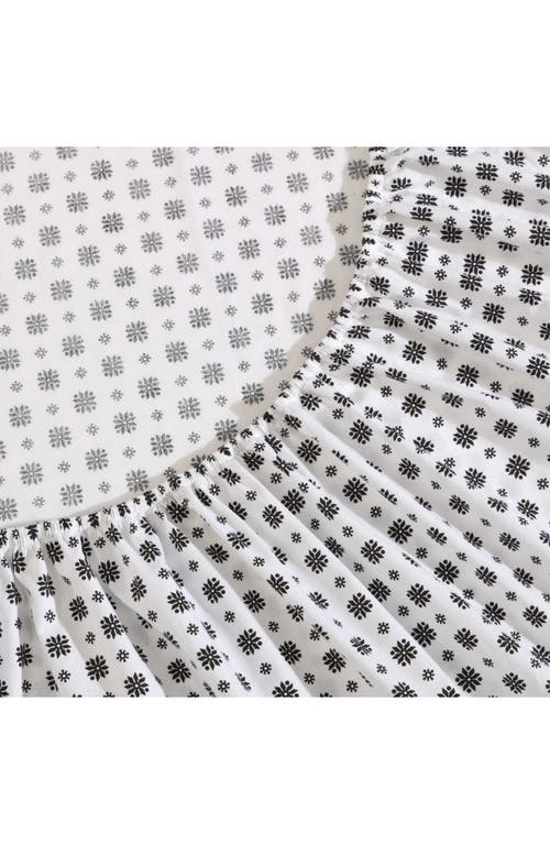 Eddie Bauer Fair Isle Sprinkle Cotton Sheet Set In White/black