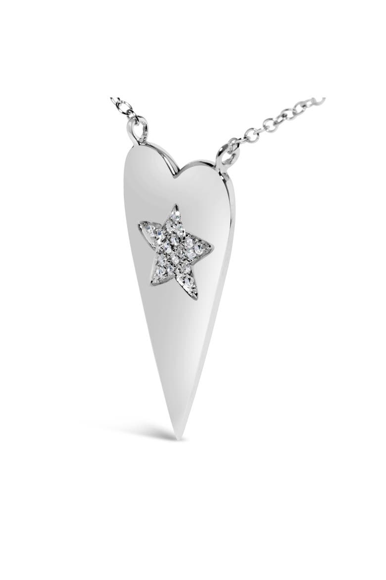 .925 Sterling Silver Diamond Heart with Star Pendant Necklace, Alternate, color, Silver