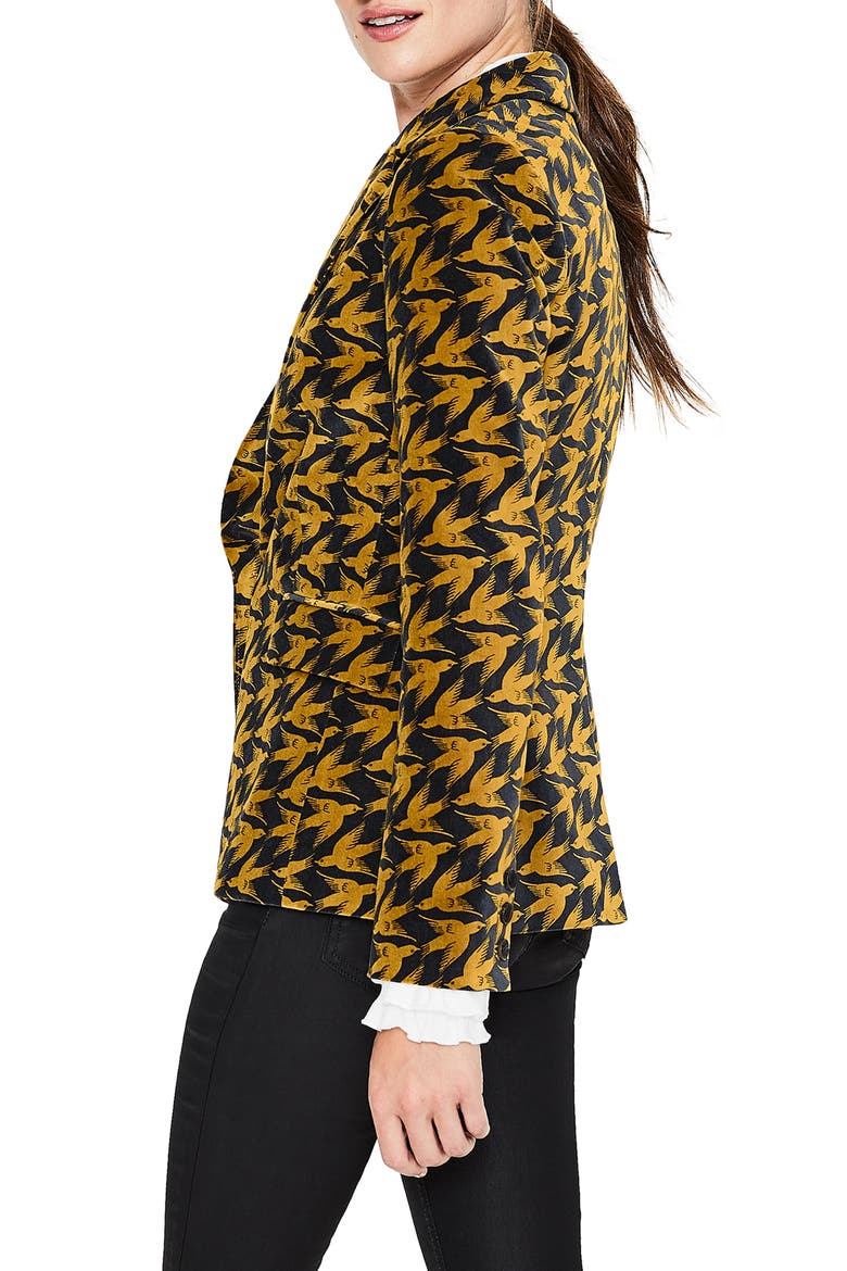 Stretch Velvet Blazer, Alternate, color, TRUMPET DIAGONAL BIRDS