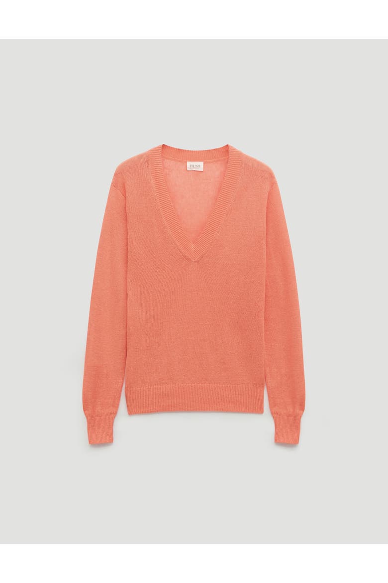 Coralie Linen Blend V-Neck Jumper, Alternate, color, Dusty Orange