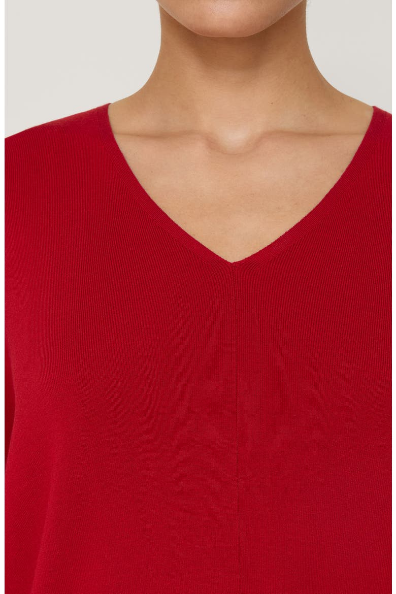 Rib Matte Crepe V-Neck Sweater, Alternate, color, SPARK
