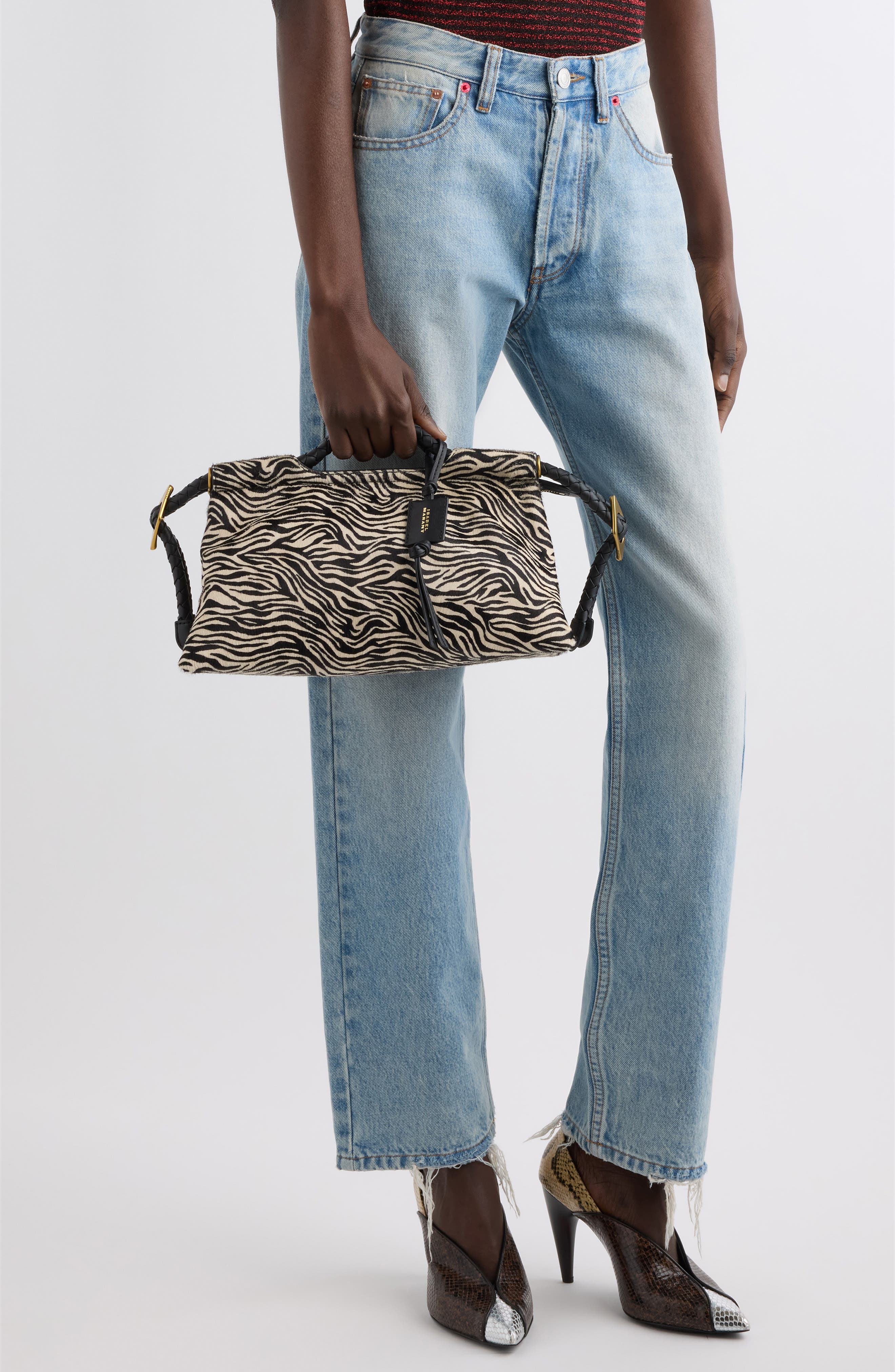 Pipa Zebra Print Leather Handbag, Alternate, color, ZEBRA 20ZA