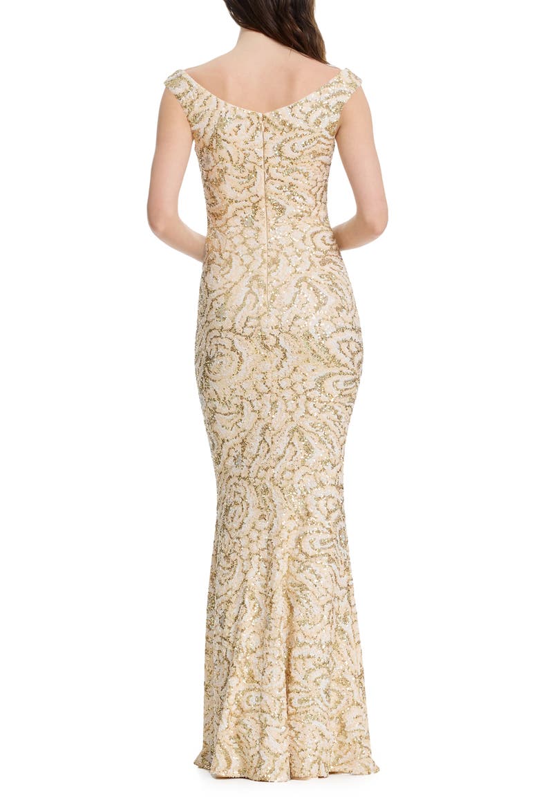 Josie Sequin Floral Mermaid Gown, Alternate, color, CREAM MULTI