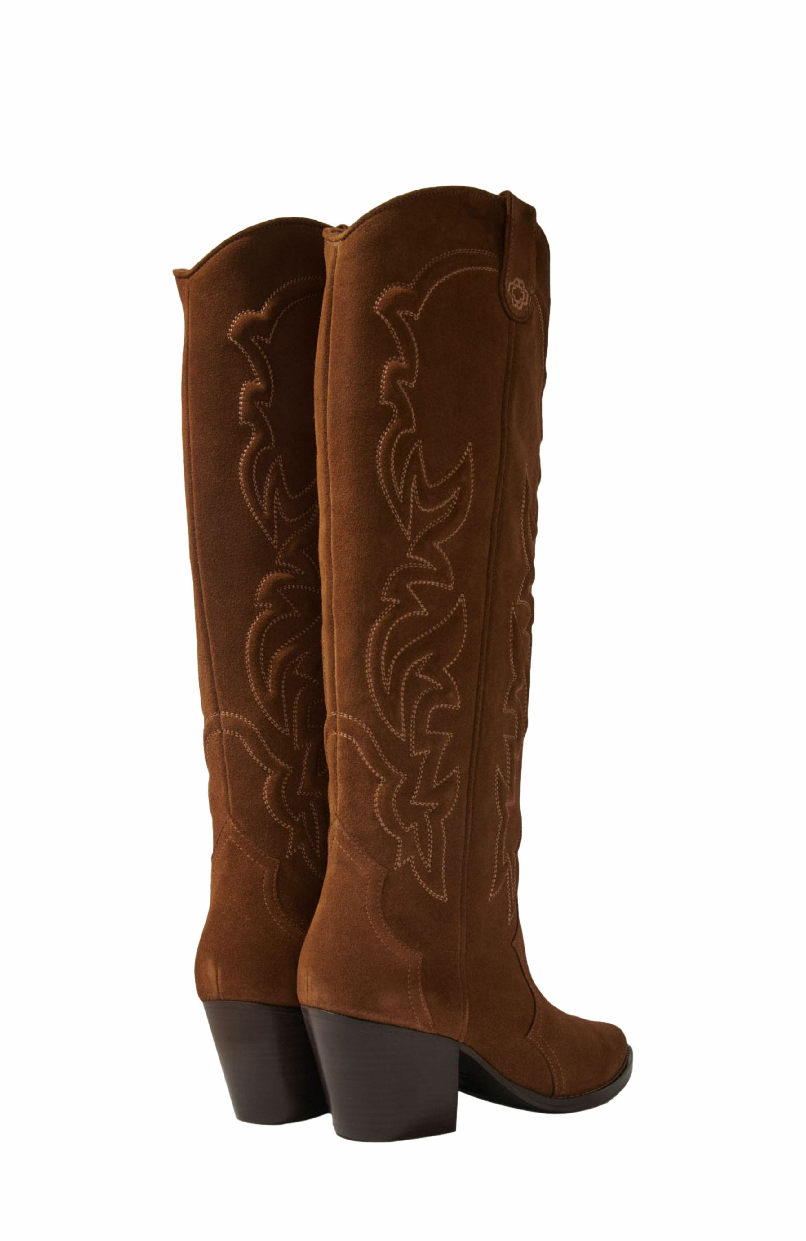 maje Suede cowboy boots, Alternate, color, 