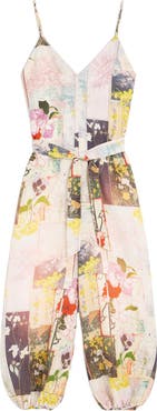 Desigual Floral Patchwork Belted Jumpsuit