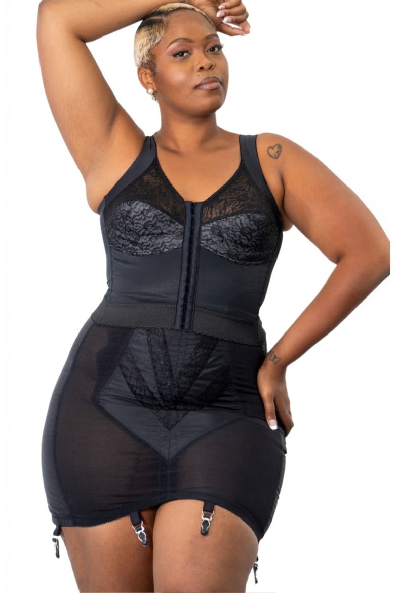 Extra Firm High Waist Open Bottom Girdle With Side Zipper and Hook, Alternate, color, Black