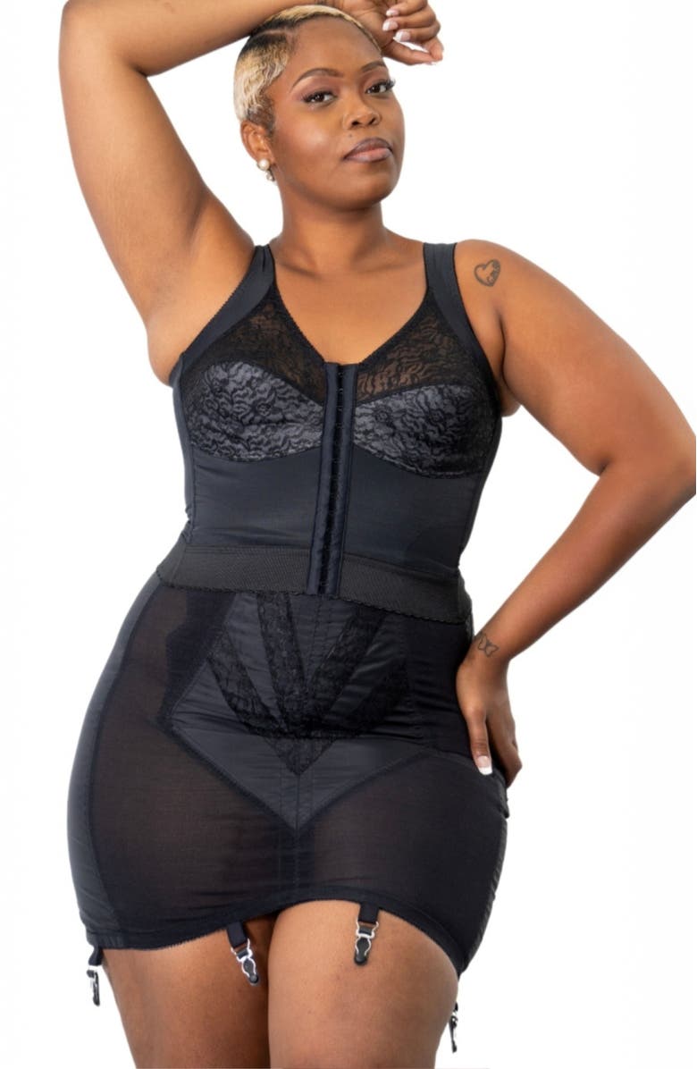 Rago Extra Firm High Waist Open Bottom Girdle With Side Zipper and Hook, Alternate, color, Black