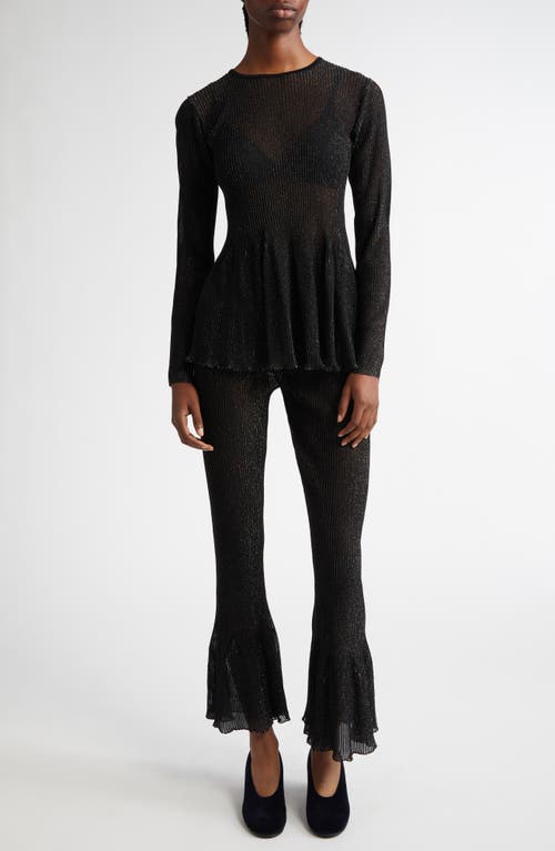 Cfcl Hypha Lucent Glitter Pintuck Flare Top In Black-multi