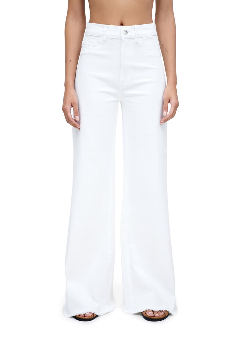 McCarren High Waist Raw Hem Wide Leg Jeans, Main, color, WHITE