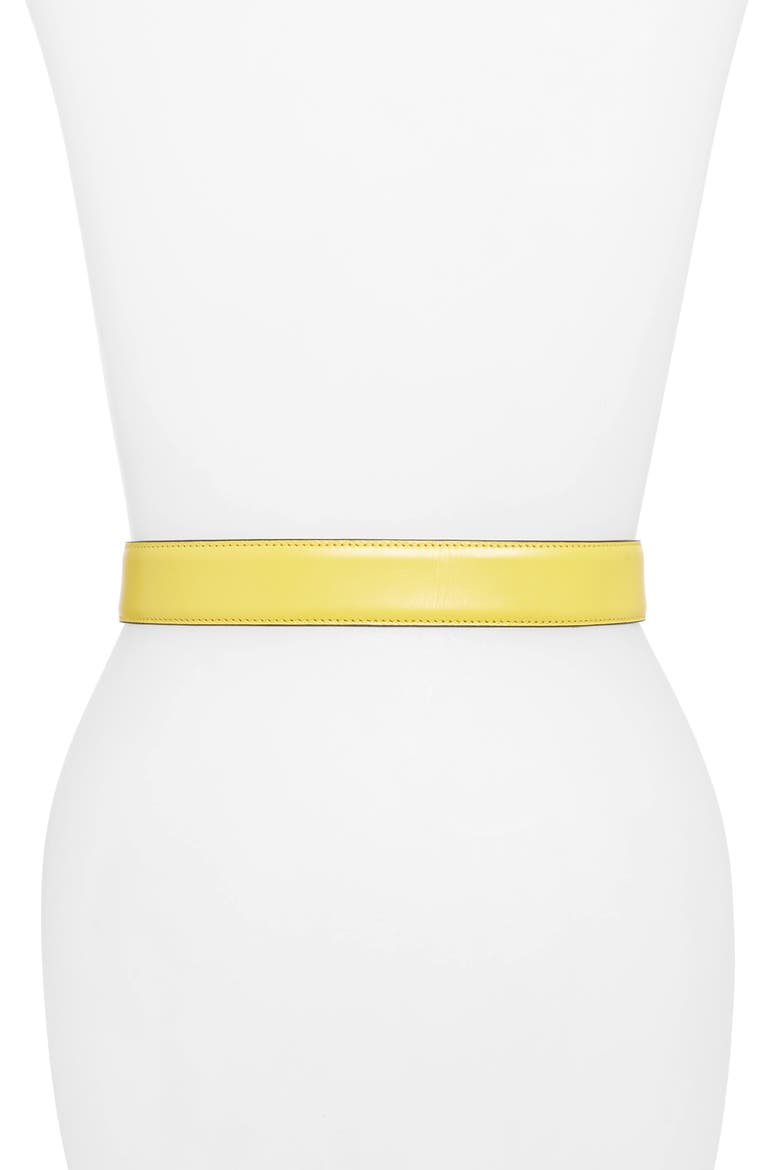 Logo Leather Belt, Alternate, color, YELLOW